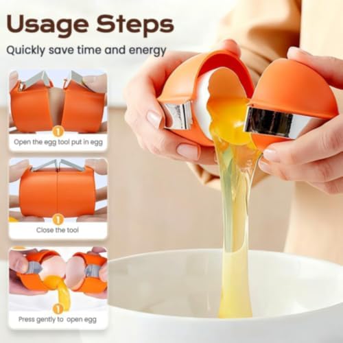 3Pcs Egg Opener,Stainless Steel Egg Cracker Tool, Multifunctional Egg Shell Opener for Raw & Hard-Boiled Eggs, Handheld Kitchen Gadget for Easy Peeling & Separating - Image 3