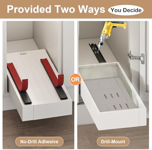 Pull out Cabinet Organizer,7"-11"W,17"-24"D,Expandable,Adhesive
