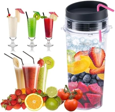 2 Pack 16Oz Clear Single Serve Blender Cup To-Go Lid Set Replacement Parts | Compatible With Ninja BL660 BL740 BL770 BL780 BL810 Series Blenders ﻿ - Image 3