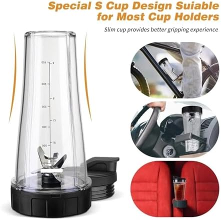 Blender Replacement Parts,Compatible For SS101, 24 oz.Slim Single-Serve Cups Kit with To-Go Lids, Fits SS100, SS300, SS400(2PCS 24OZCup and Lid) - Image 3