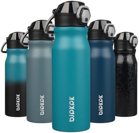 BJPKPK 25 oz Insulated Water Bottle, Straw, Handle, Stainless Steel Flask by BJPKPK