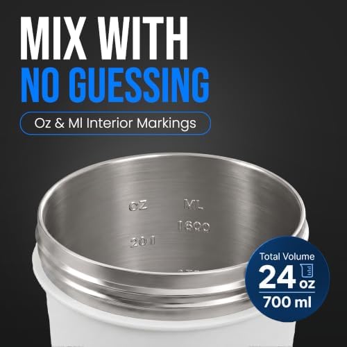 VELOMIX 24oz Stainless Steel Shaker Bottle with Wire Whisk (White) - Image 5