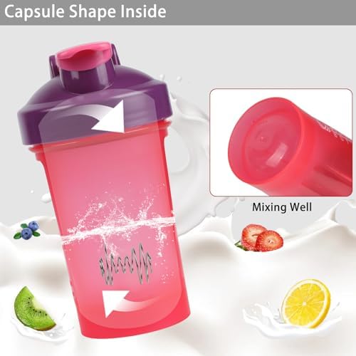 400ml Protein Shaker Bottle,Gym Small Shakes Cup with Mixing Ball - Image 4