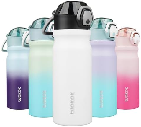 BJPKPK 18 oz Water Bottle with Straw & Handle, Insulated Stainless Flask by BJPKPK