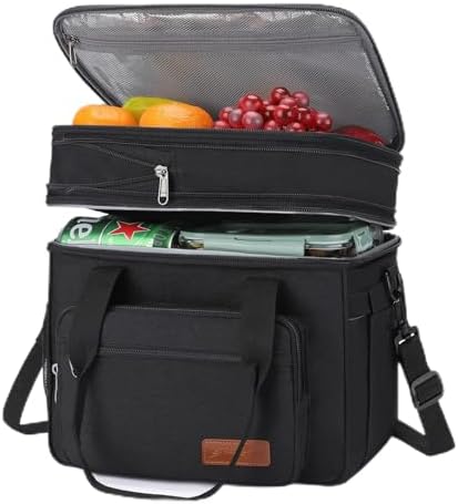 23L Insulated Lunch Box, Expandable Double Deck Cooler Bag