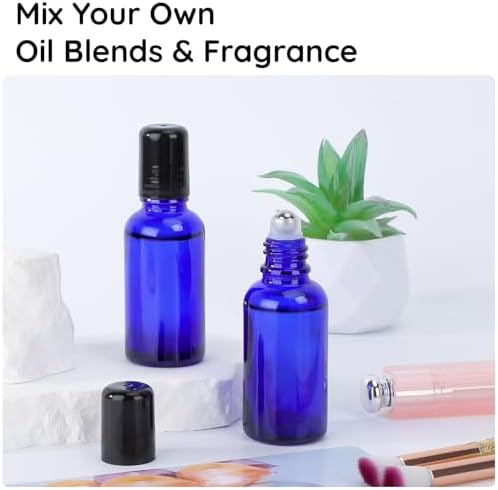 Segbeauty 1oz Glass Essential Oil Roller Bottles Rollerball Applicator, 5pcs 30ml Roll On Bottles, Refillable Anointing Oil Bottle, Blue Perfume Bottle Empty, Travel Size Containers for Oils Liquids - Image 5