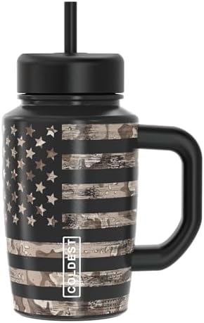 Coldest Tumbler with Handle & Coffee Lid - 100% Spill Proof Tumbler (3 Lids) - Stainless Steel Insulated Leakproof Tumblers for Women & Men - Cup Holder Friendly - 15 oz (American) by Coldest