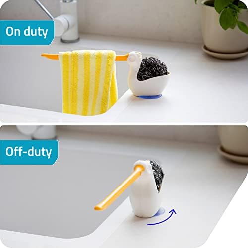 Pelix Plastic Sponge and Cloth Holder for Kitchen Sink Caddy with Suction Cup, 2 in 1 Dish Kitchen Organizer and Decor, Fits All Dish Scrubber, Sponge and Cloth Standard Size