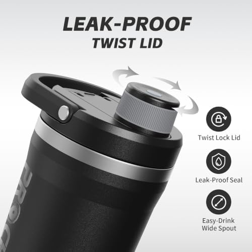 PROCHAIN Insulated Stainless Steel Protein Shaker Bottle, 20oz Metal Mixer - Image 3