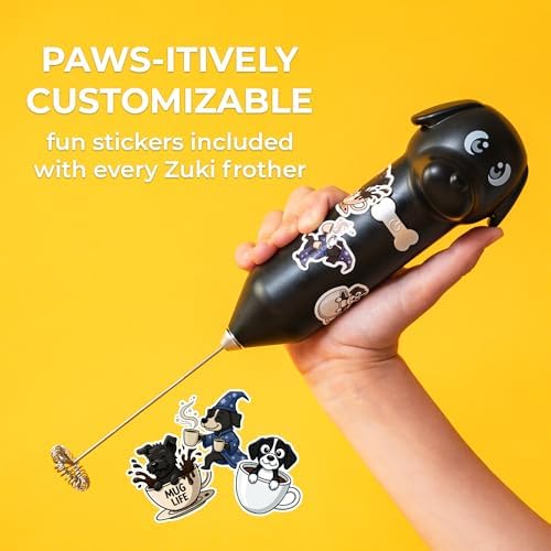 Zulay Kitchen Dog Milk Frother Wand – Cutesy Frother, Meet Your New Frothing Buddy Ace The Dog, Adoption Papers and Stickers Included, Paw-fectly for Lattes, Cappuccino & Matcha – Black - Image 4