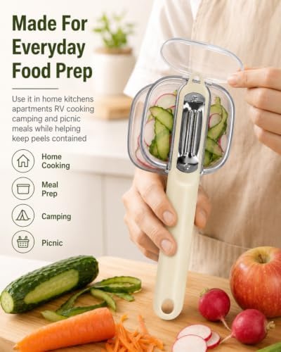 Radish Peeler With A Lid Storage Container For Potato Fruit Vegetable Prep
