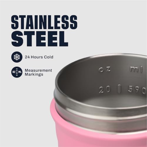 BlenderBottle Sport Flip Stainless Steel Shaker Bottle 24 oz Pink - Image 3