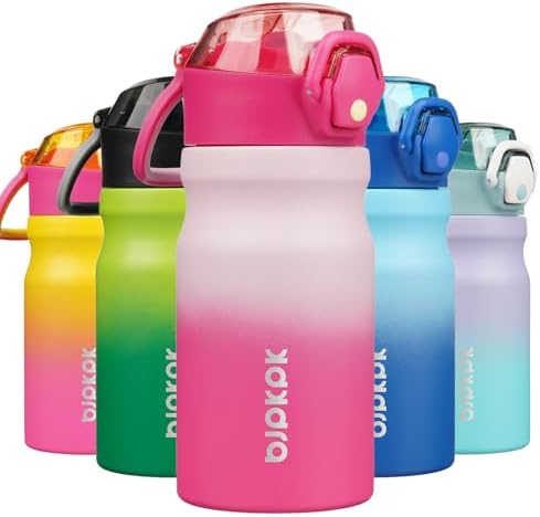 BJPKPK 14 oz Insulated Water Bottle, Straw, Handle, Stainless Steel Flask by BJPKPK