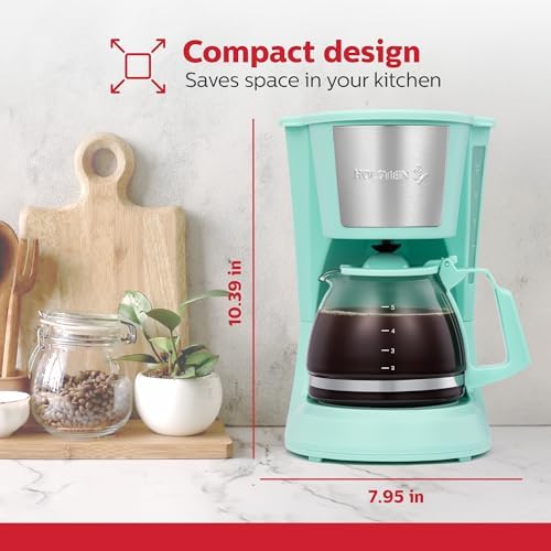 Holstein Housewares 5 Cup Drip Coffee Maker – Compact and User-Friendly with Auto Pause & Serve, Reusable Filter & Glass Carafe, Office & Dorm Use, Mint - Image 6