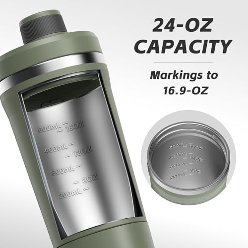 PROCHAIN Insulated Stainless Steel Protein Shaker Bottle, 20oz Metal Mixer - Image 5