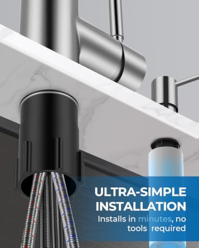 Kitchen Faucet with Soap Dispenser Set, Pull-Down, Brushed Nickel