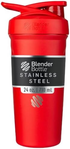 BlenderBottle Sport Flip Stainless Steel Shaker Bottle 24 oz Red by BlenderBottle