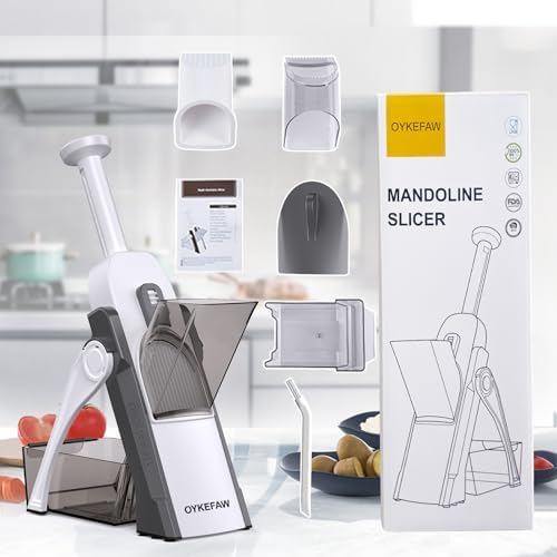 Safe Mandoline Slicer for Kitchen, 5 in 1 Vegetable Food Chopper for Potato