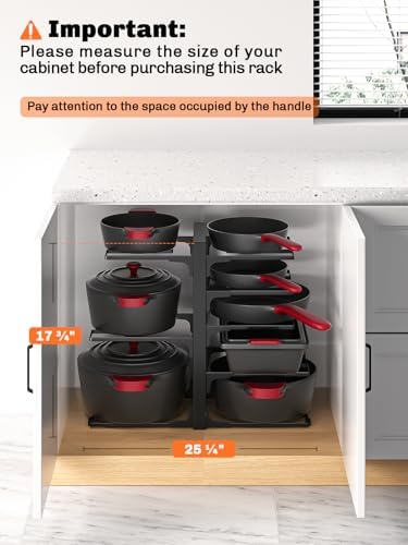 8-Tier Heavy Duty Pots and Pans Organizer under Cabinet, Black