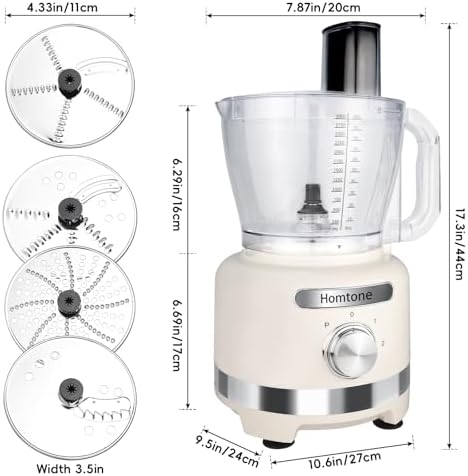 16 Cup Food Processor 600W, 9-in-1 Electric Veggie Chopper & Dough Kneader with French Fry Cutter, Slicing/Shredding/Emulsifying Blades, Family Meal Prep, Beige