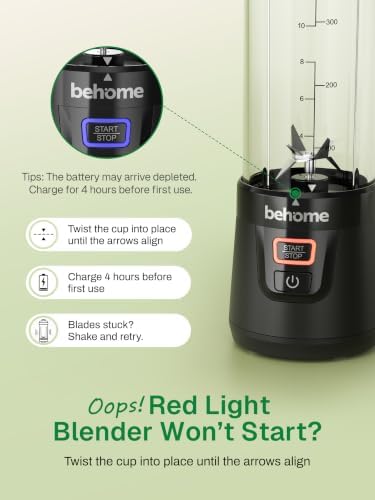 Behome Portable Blender Smoothies and Shakes, Personal Juicer 14 OZ BPA Free Portable Cups, USB-C Rechargeable, Dishwasher Safe Parts - Mini Small Blenders Cup Fits Home, Office, Gym, Travel - Image 4