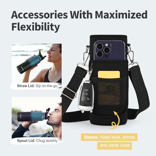 40 oz Insulated Water Bottle with Straw, Stainless Steel Water Jug