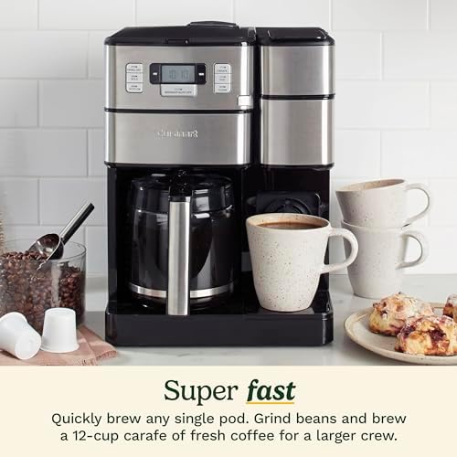 Cuisinart Coffee Maker, 2-in-1 Grinder/Brewer, Single Serve 8/10/12 oz - Image 2