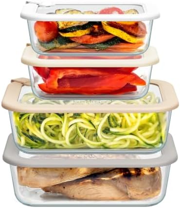 Signature Glass Food Storage Containers with Lids, 8 Piece Set