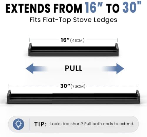 30" Adjustable Magnetic Stove Top Shelf, Matte Black