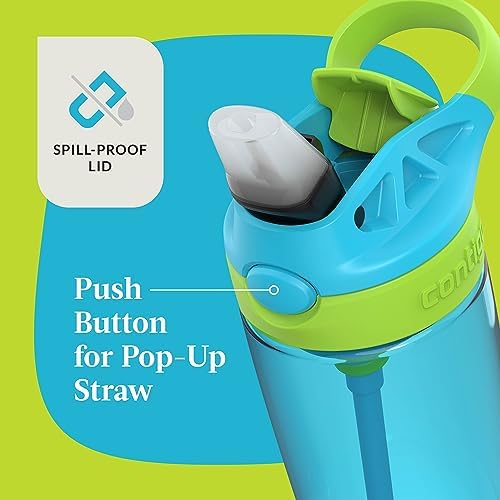 Kids Water Bottles, Cleanable Straw, BPA-Free, 20oz, 2-Count