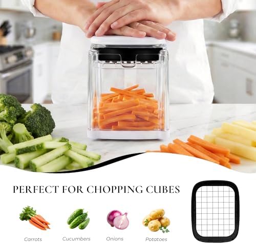 French Fry Cutter with 2 Blades Stainless Steel Manual Potato Chopper White - Image 2