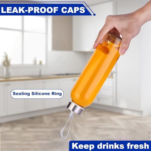 Glass Water Bottles with Lid, Clear, 17oz, 3 Packs - Image 4