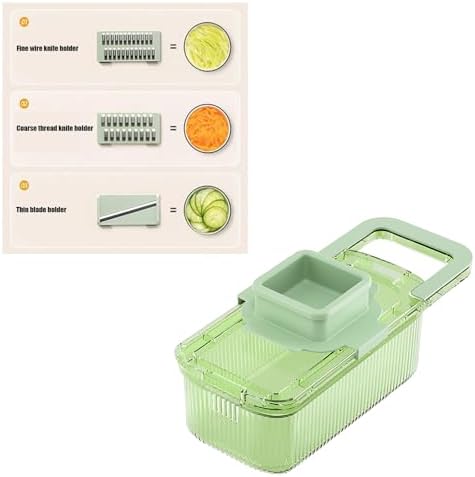 2024 New Multifunctional Food Grater, Six Cutting Tools Round Vegetable Chopper, Chopper Vegetable Cutter, Food Chopper With Container, Vegetable Chopper With Container (1Cutter+3Blades+Drain Basket) - Image 5