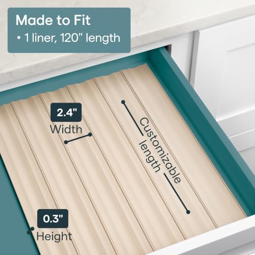 SpiceLiner Adjustable Spice Drawer Liner, 10ft Roll, Sandstone, Seasoning and Spices Bottle Organizer Insert