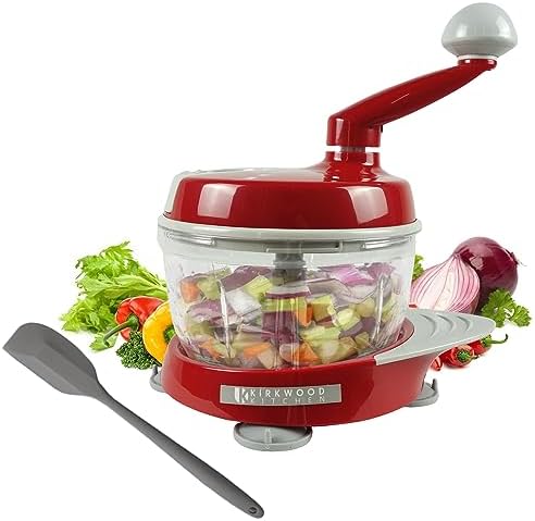 KIRKWOOD KITCHEN Multi-function Manual Food Processor Kitchen Meat Grinder Vegetable Chopper, Slicer Spinner Dicer for Fruits, Herbs, Lettuce, Salad Foods