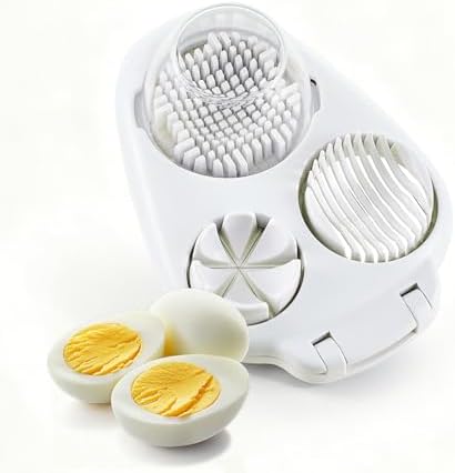 3-In-1 Egg Slicer for Hard Boiled Eggs - Stainless Steel Multipurpose Egg Cutter, Ideal Three Way Egg Slicer & Kitchen Chopper Tool for Strawberry, Mushroom, Grape, Tomato