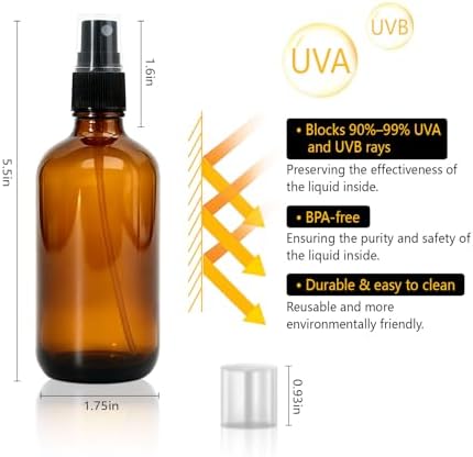 4oz Amber Glass Spray Bottles for Essential Oils,Empty Containers(7 PACK) - Image 2
