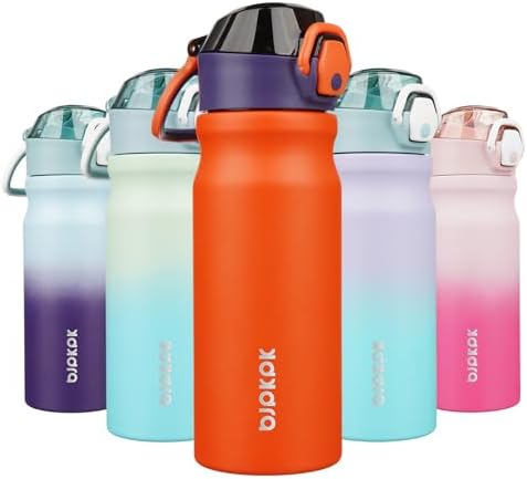 BJPKPK 18 oz Water Bottle with Straw & Handle, Insulated Stainless Flask by BJPKPK