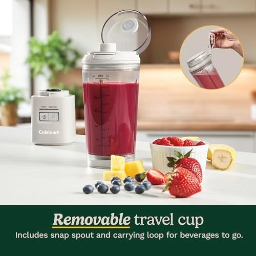Cuisinart Cordless Rechargeable Portable Blender for Smoothies & Shakes, Personal Smoothie, Compact For Travel, On-the-Go Use, Tan, PBL-100 - Image 5