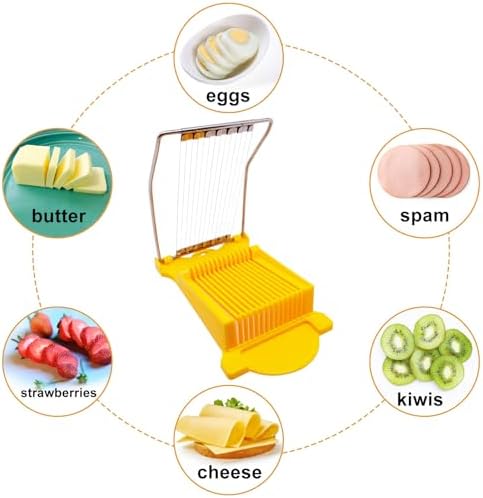 Egg Slicer for Hard Boiled Eggs, Food Slicer with 14 Stainless Steel Wires, Heavy Duty Hard Boiled Egg Cutter, Spam Slicer for Soft Fruit Strawberry Luncheon Meat Home Use (1Pcs, Yellow) - Image 3