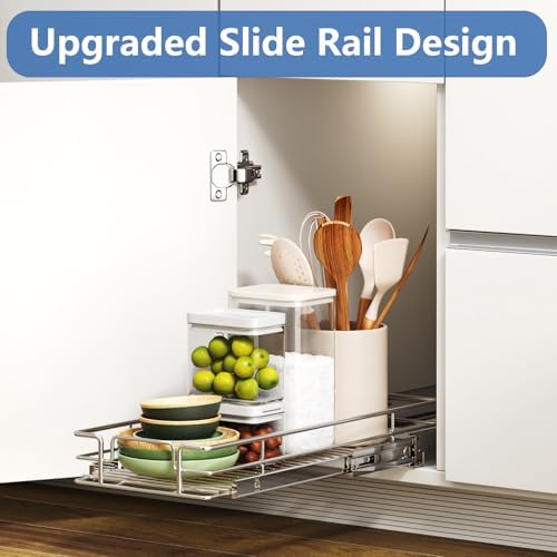 Pull Out Cabinet Organizer, Cabinet Pull Out Shelves 7½" W x 21½" D, Heavy Duty Cabinet Drawers Slide Out Kitchen Cabinet Organizers Storage Shelf
