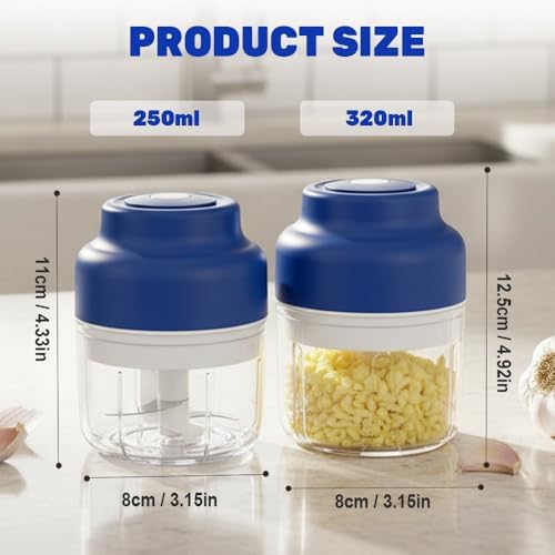 Electric Garlic Chopper, Mini Food Processor Small USB Rechargeable Mini Chopper, Wireless Electric Veggie Grinder & Garlic Mincer for Onion, Chili, Ginger (Green, 250ML) - Image 4