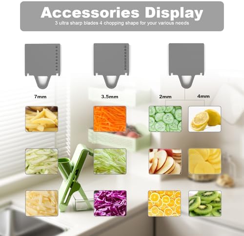 FEICO Upgrade Safe Mandoline Slicer potato slicer - Adjustable Mandoline Slicer food chopper, Fries Cutter, Kitchen Chopping Artifact, Gift (White-dark gray) - Image 3