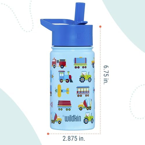 Kids Stainless Steel Water Bottle, 14oz, Trains, Planes & Trucks