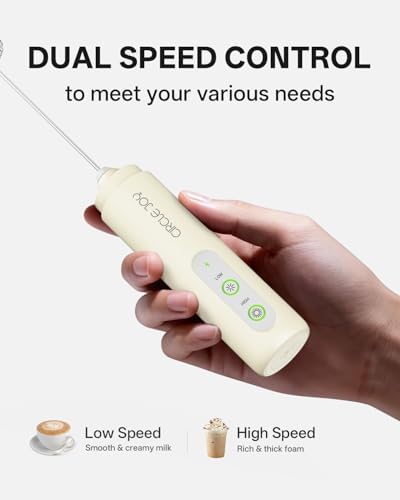 CIRCLE JOY Rechargeable 2-Speed Milk Frother with Dual Spring Whisk, Electric Coffee Frother Handheld, Portable Mixer Wand for Protein Powder Matcha Lattes Cappuccino, Home Kitchen Gifts - Image 3