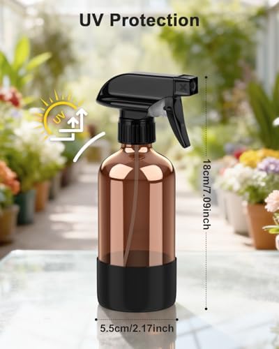 Bontip Amber Glass Spray Bottle, 8 oz with Black Silicone Sleeve, 1 Pack - Image 2