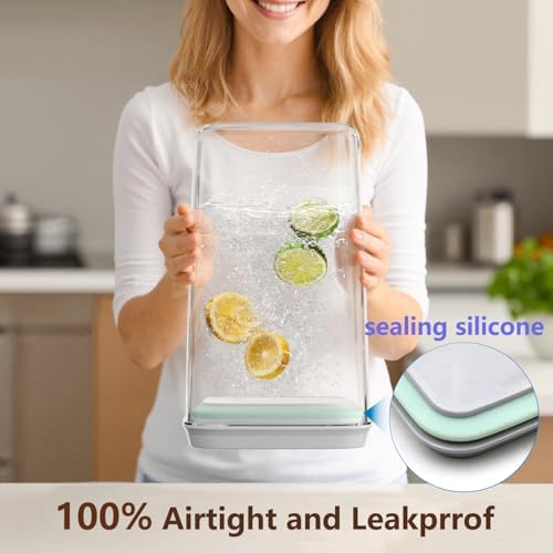 Pop Airtight Food Storage Container with Lid, 4L/4.2qt Large Cereal Flour Sugar Storage Container with Scoop, One Button Opening, BPA-Free, Kitchen Pantry Organization and Storage