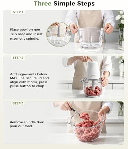 Food Processor Meat Grinder Electric Food Chopper, 5-Cup, Easy-Clean