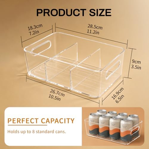 6-Pack Pantry Organizers and Storage, Clear Fridge Organizer Bins