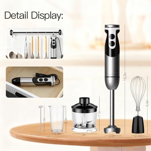 Hand Blender,12-Speed Powerful Immersion mixer, No Attachments
